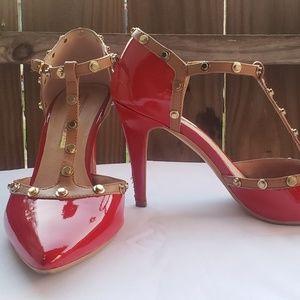 Audrey Brooke Red Pumps. Size 7M. 3 1/2" Heels